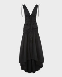 Veronica Beard - Perrin V-neck Sleeveless Ruched Midi Dress