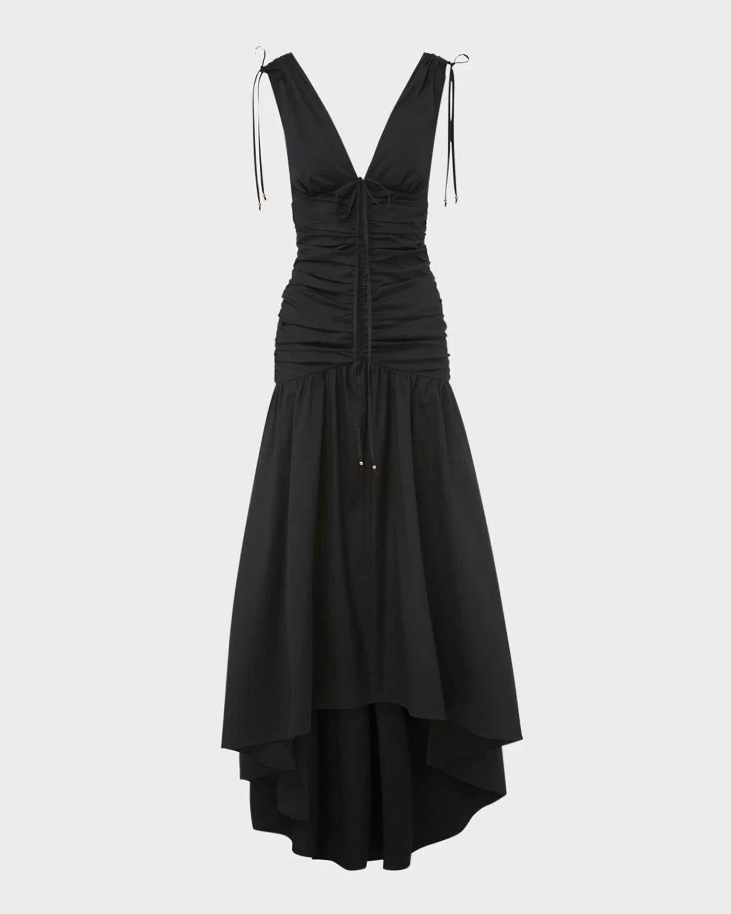 Veronica Beard - Perrin V-neck Sleeveless Ruched Midi Dress
