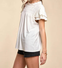 Jade By Jane - Tiered Short Sleeve Blouse