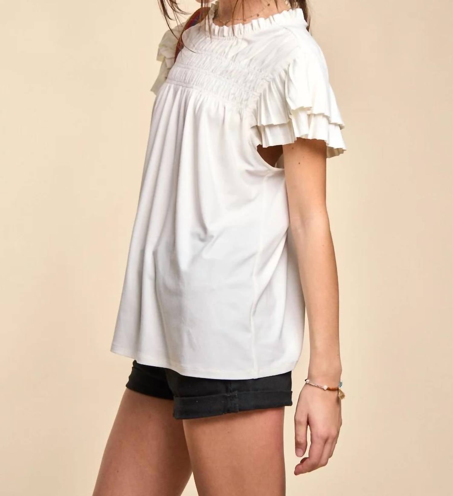 Jade By Jane - Tiered Short Sleeve Blouse