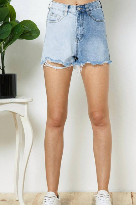 Blue B - Dakota Two Tone High Waisted Denim Shorts