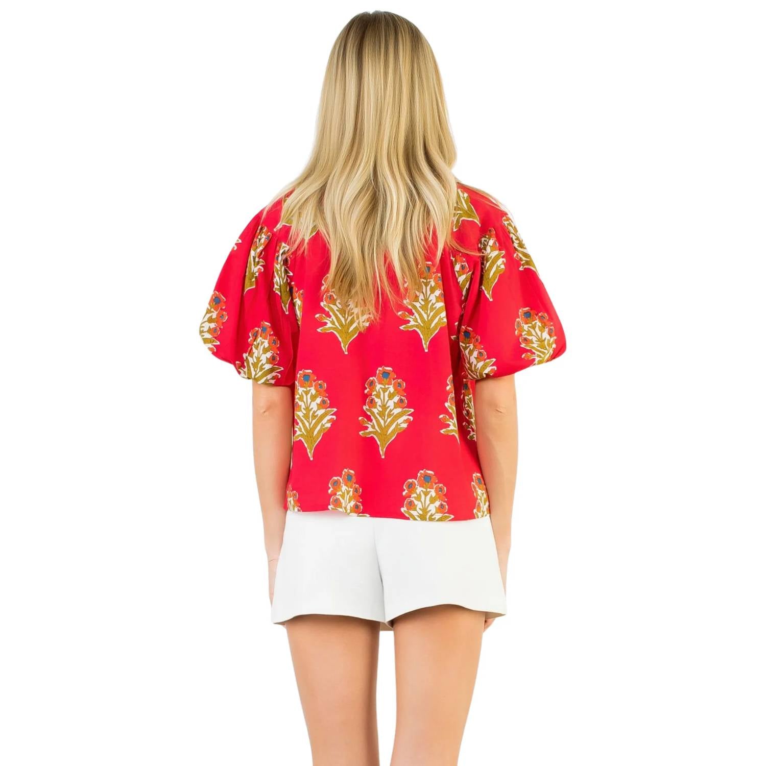 Thml - Puff Sleeve Floral Detail Top