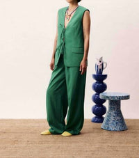 FRNCH Atins Sleeveless Blazer Vest in vert - women's jacket - view 5