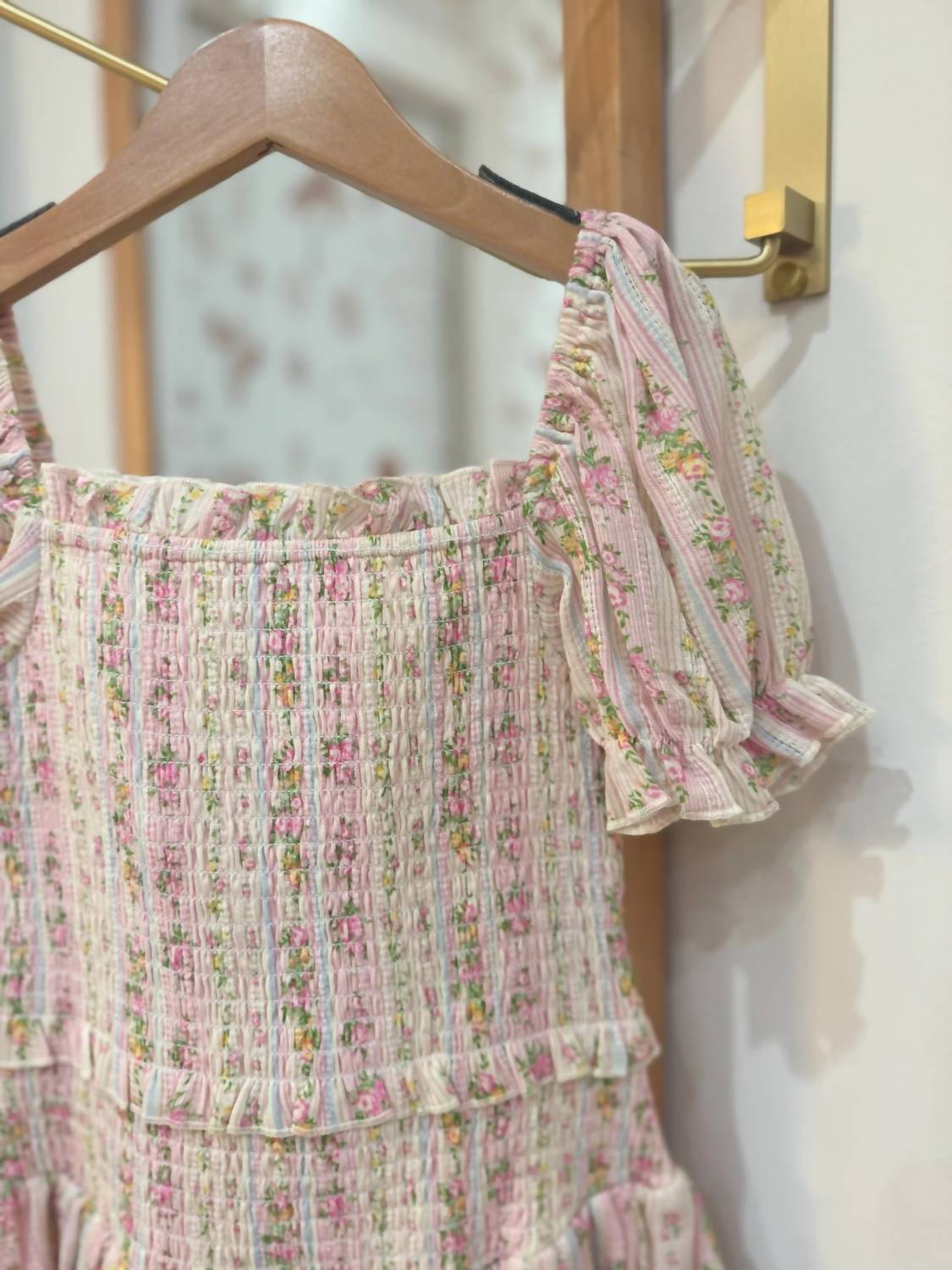 Katie J NYC Girls Printed Lainey Dress in floral stripe - kids' dress - alternate view