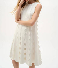 Joseph Ribkoff - Scalloped Sweater Knit A-line Dress