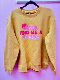Original Favorites Women's Cupid Find Me A Cowboy Crewneck Tee in yellow - women's top
