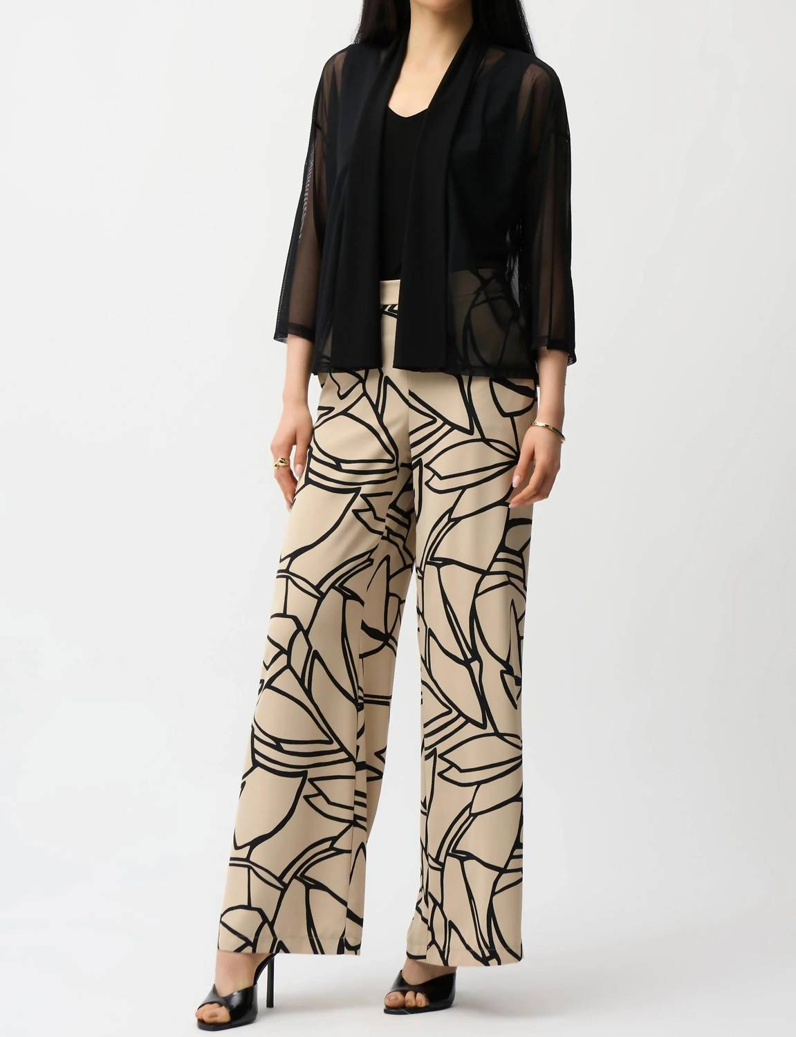 Joseph Ribkoff - Open Front 3/4 Sleeves Mesh Cover-up Jacket
