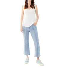 FDJ Suzanne Textured Stripe Boot Crop Jeans in blue white - women's jeans - view 4