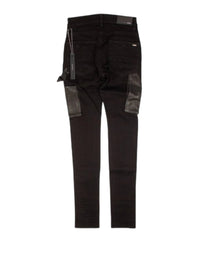 Amiri Men's Denim Leather Workman Pants in black - men's jeans - detail view