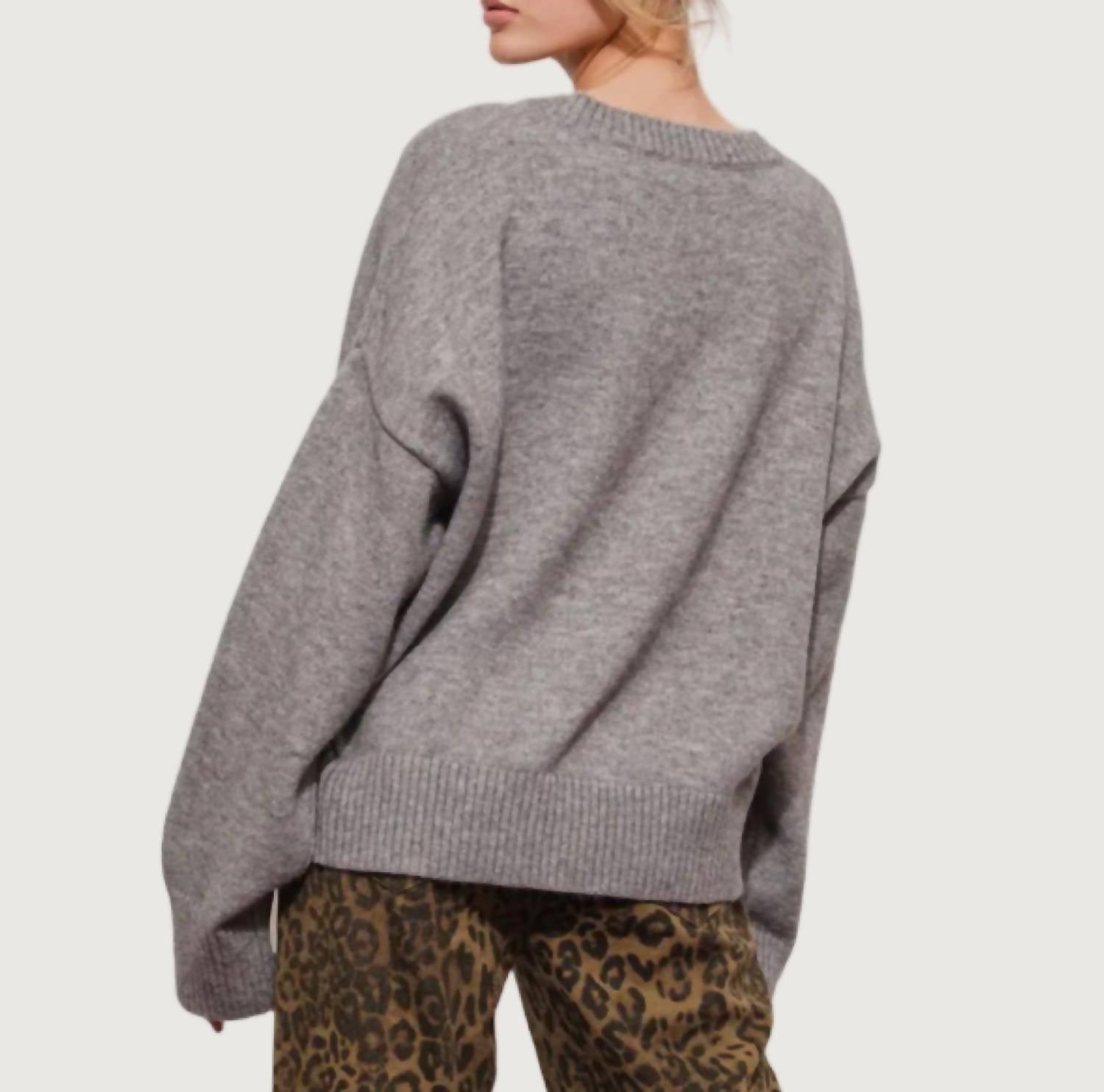 Mimosa Jaci Crewneck Sweater in grey - women's sweater - detail view