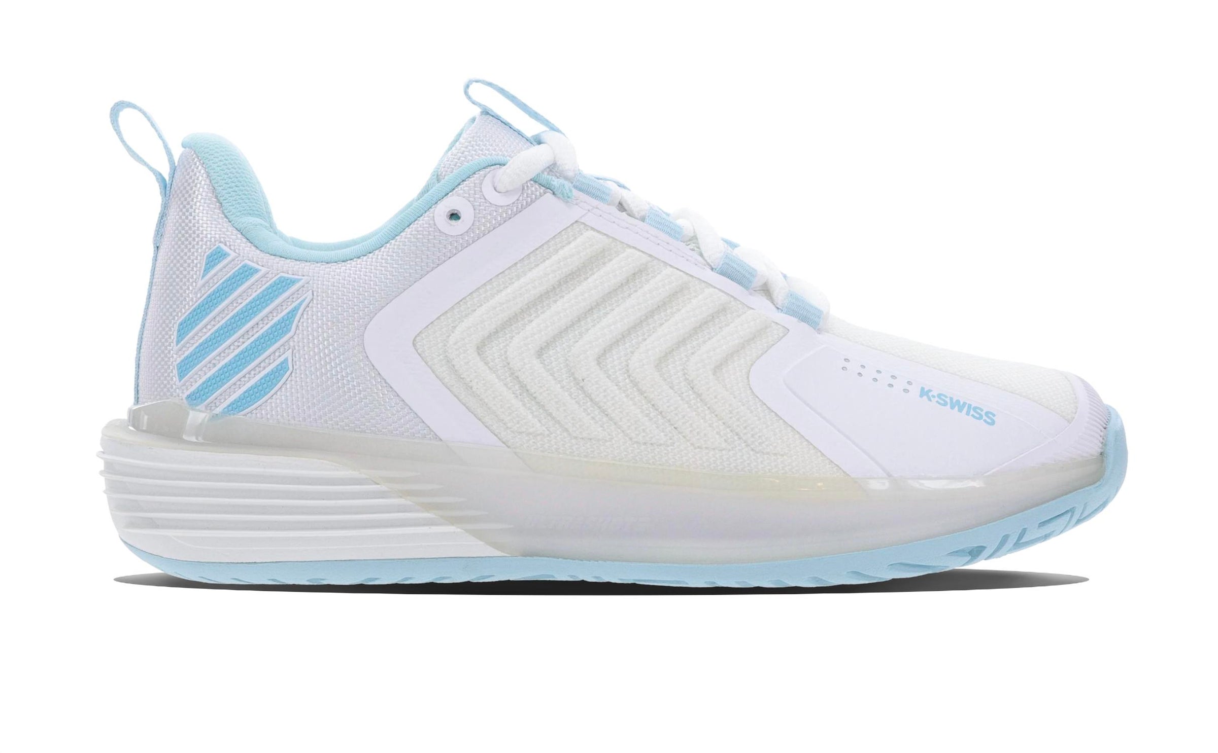 K-Swiss Women's Ultrashot 3 Tennis Shoe in white blueglow - women's shoe