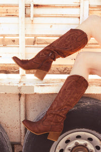 CHINESE LAUNDRY Women's Upwind Chic Cowboy Boots in brown suede - women's shoe