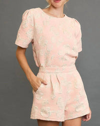 Umgee - Jacquard Short Sleeve Top