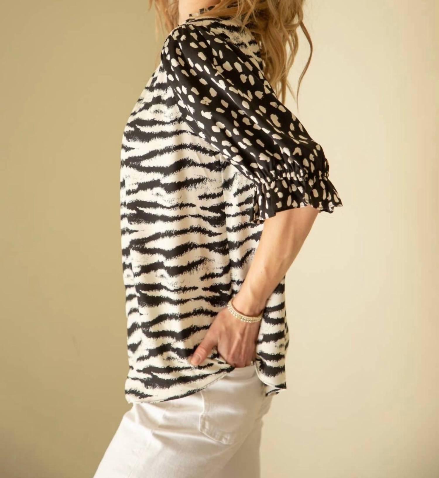 Voy - Mix Match Puff Sleeve Top