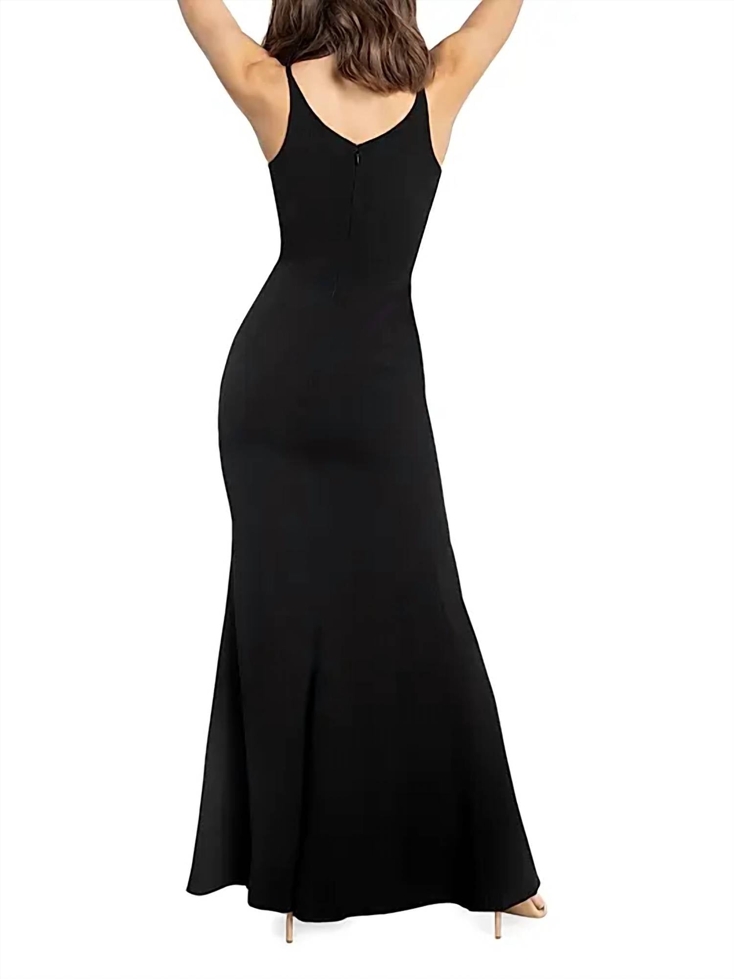 Dress The Population - Iris Crepe Side Slit Gown