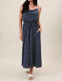 Sunday Edition - Cindy Cowl Neck Spaghetti Strap Midi Dress