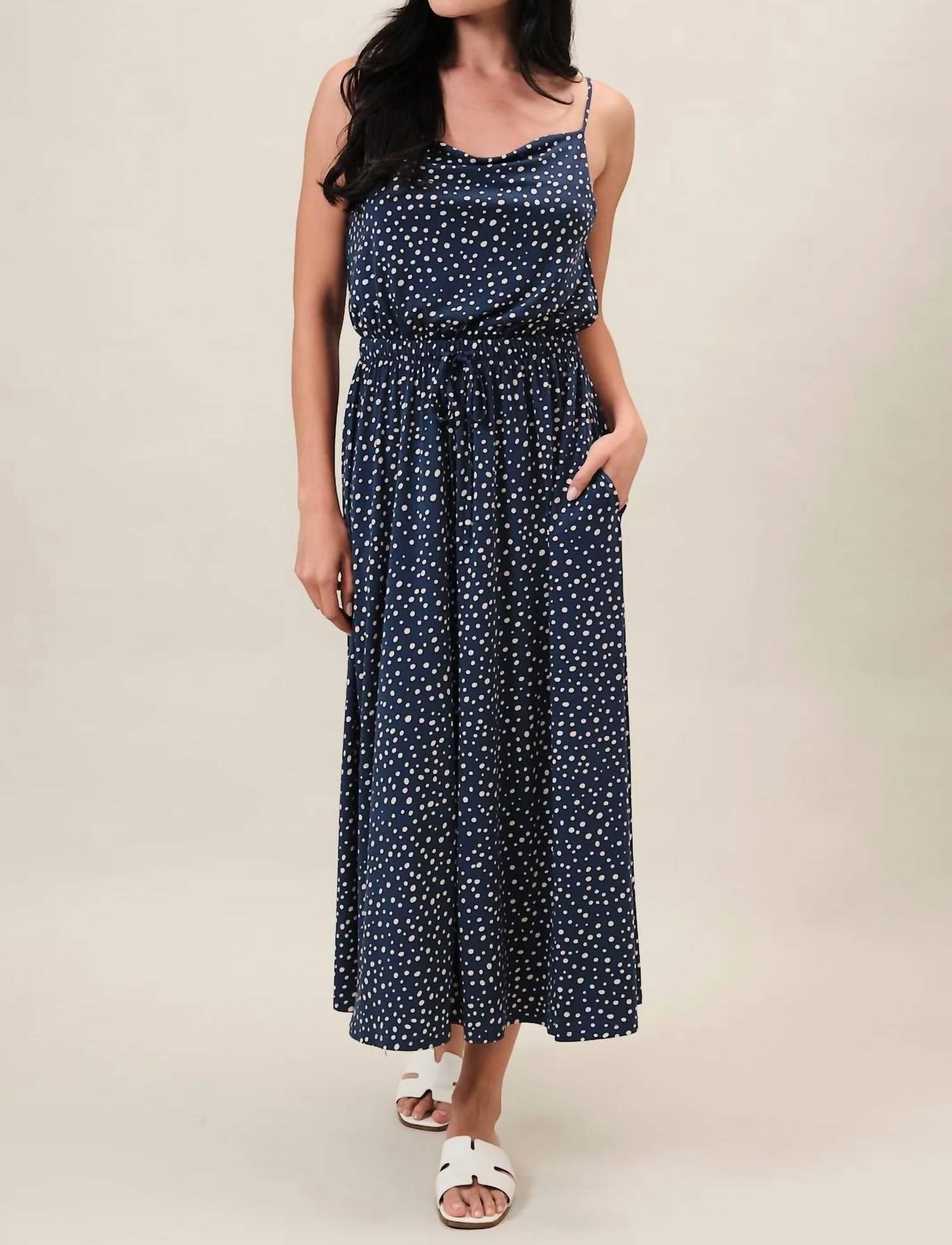 Sunday Edition - Cindy Cowl Neck Spaghetti Strap Midi Dress