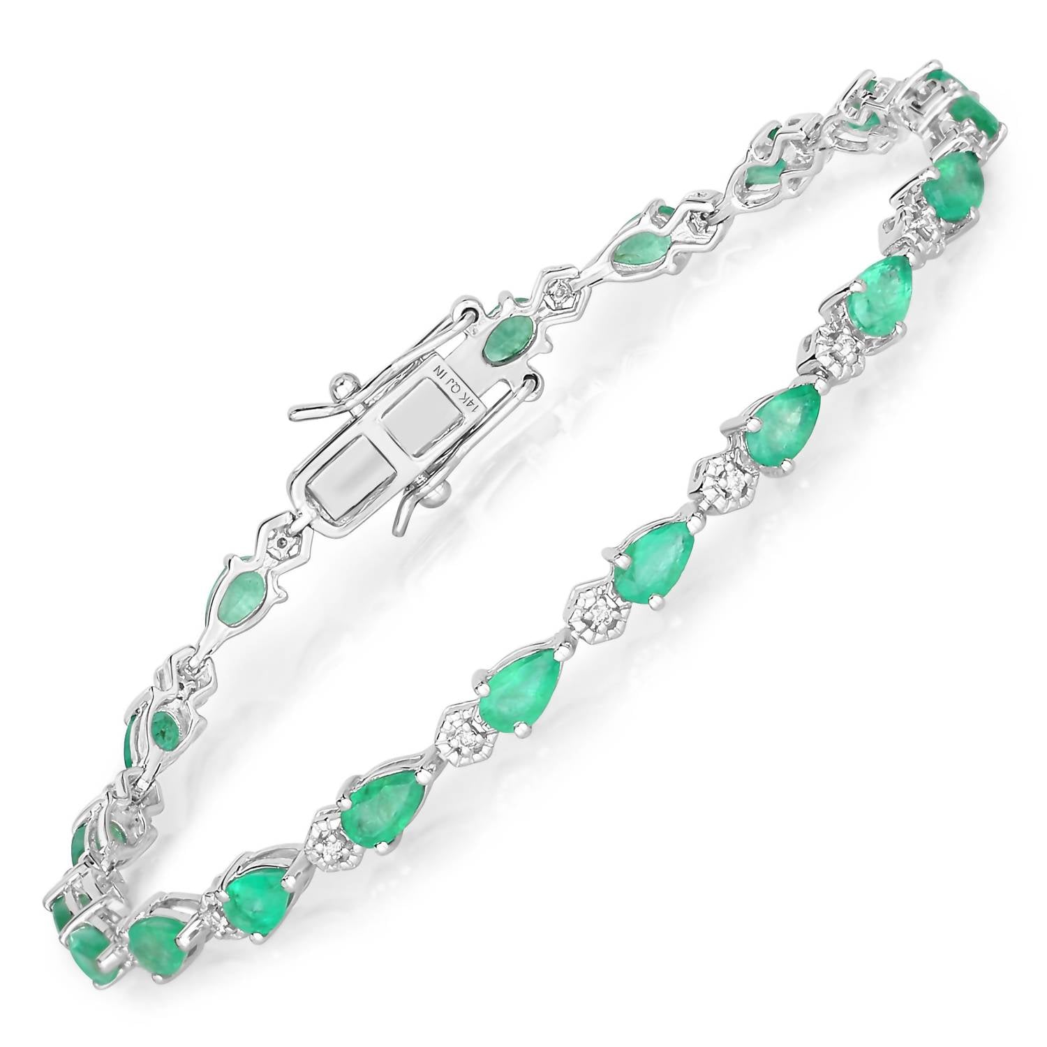 Diana M Jewels - Women's Pear Natural Zambian Emerald Bracelet (3.53 Ct) - Signature Plus