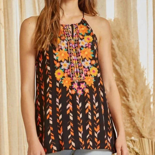 Savannah Jane - Embroidered Halter Top - Plus