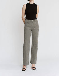 Mica Denim - Super High Loose Fit Striped Straight Jeans