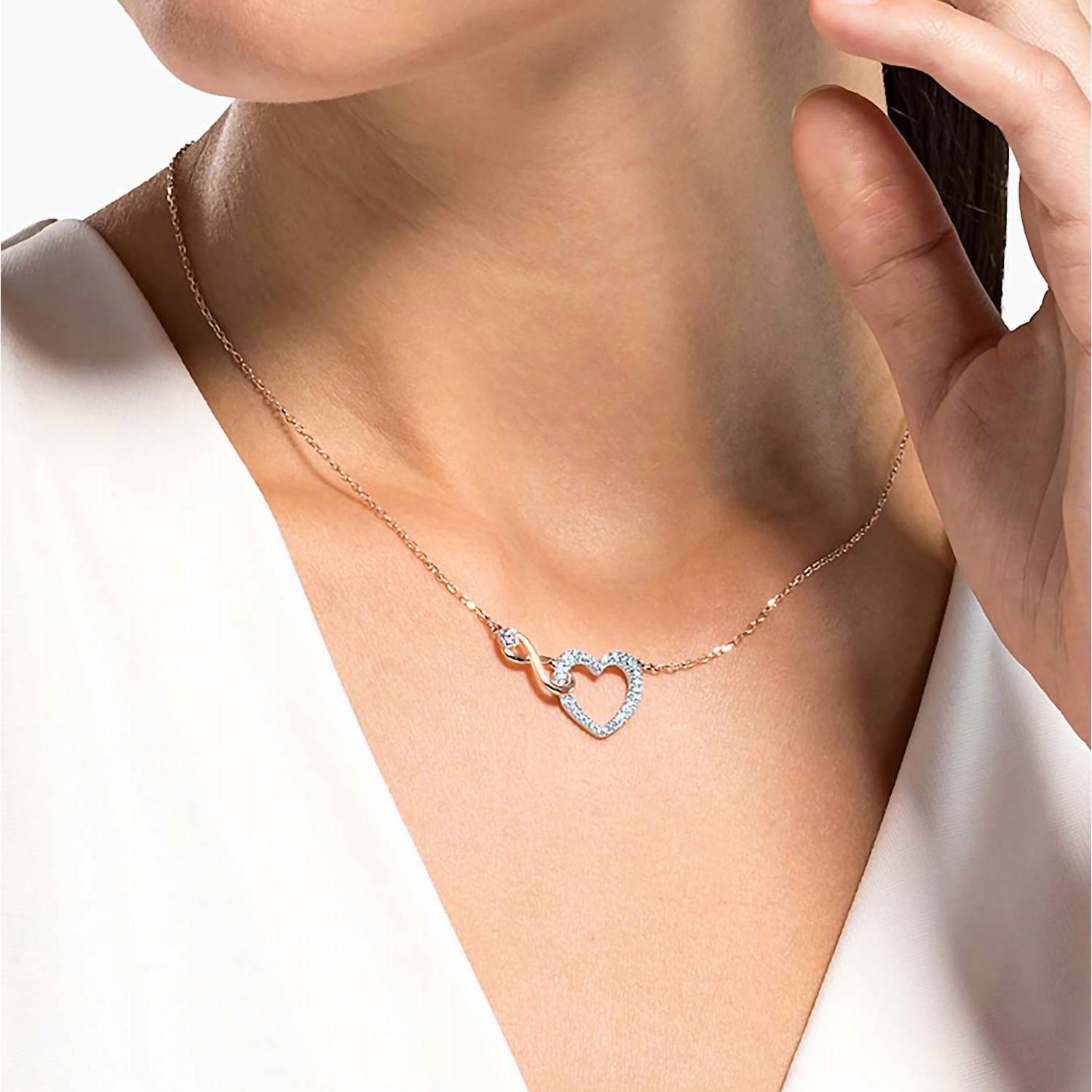Swarovski - Women's Infinity Mixed Metal Heart Pendant Necklace