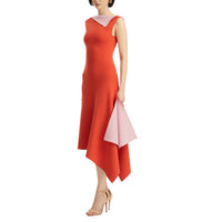 Oscar De La Renta - Sleeveless Two Tone Knit Dress
