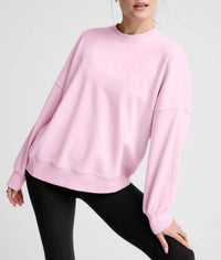 BEYOND YOGA Luxefleece Oversized Sweatshirt in pink - women's top - alternate view