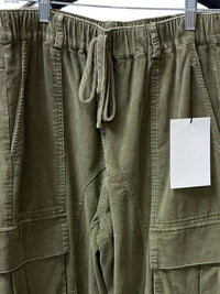 &merci Women's Mineral Washed Drawstring Pants in olive - women's pants - detail view