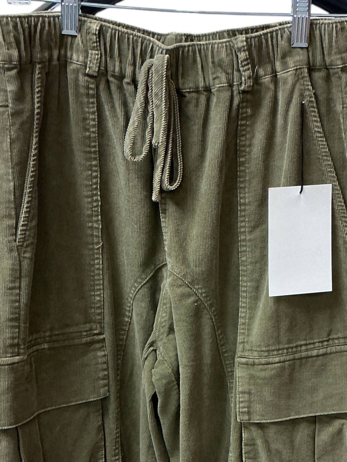 &merci Women's Mineral Washed Drawstring Pants in olive - women's pants - detail view