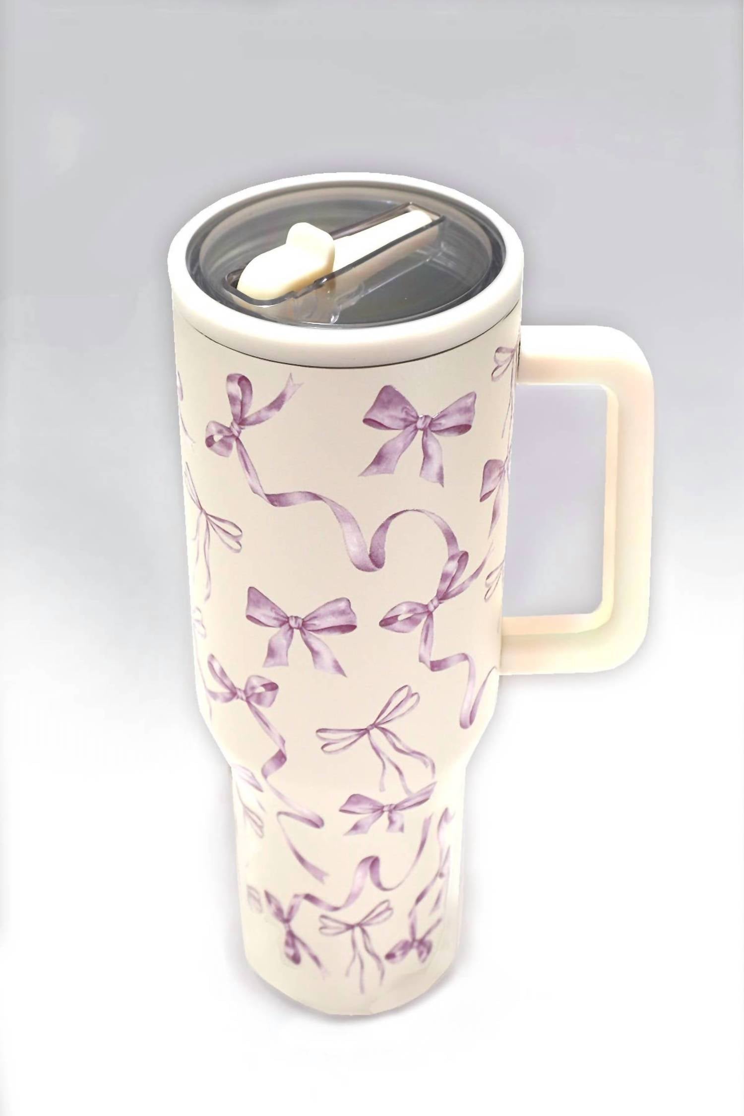 Wall To Wall - 40 Oz Coquette Bow Insulated Stainless Steel Tumbler With Handle