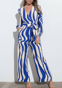 Tea & Cup - Long Sleeve V-neck Jumpsuit