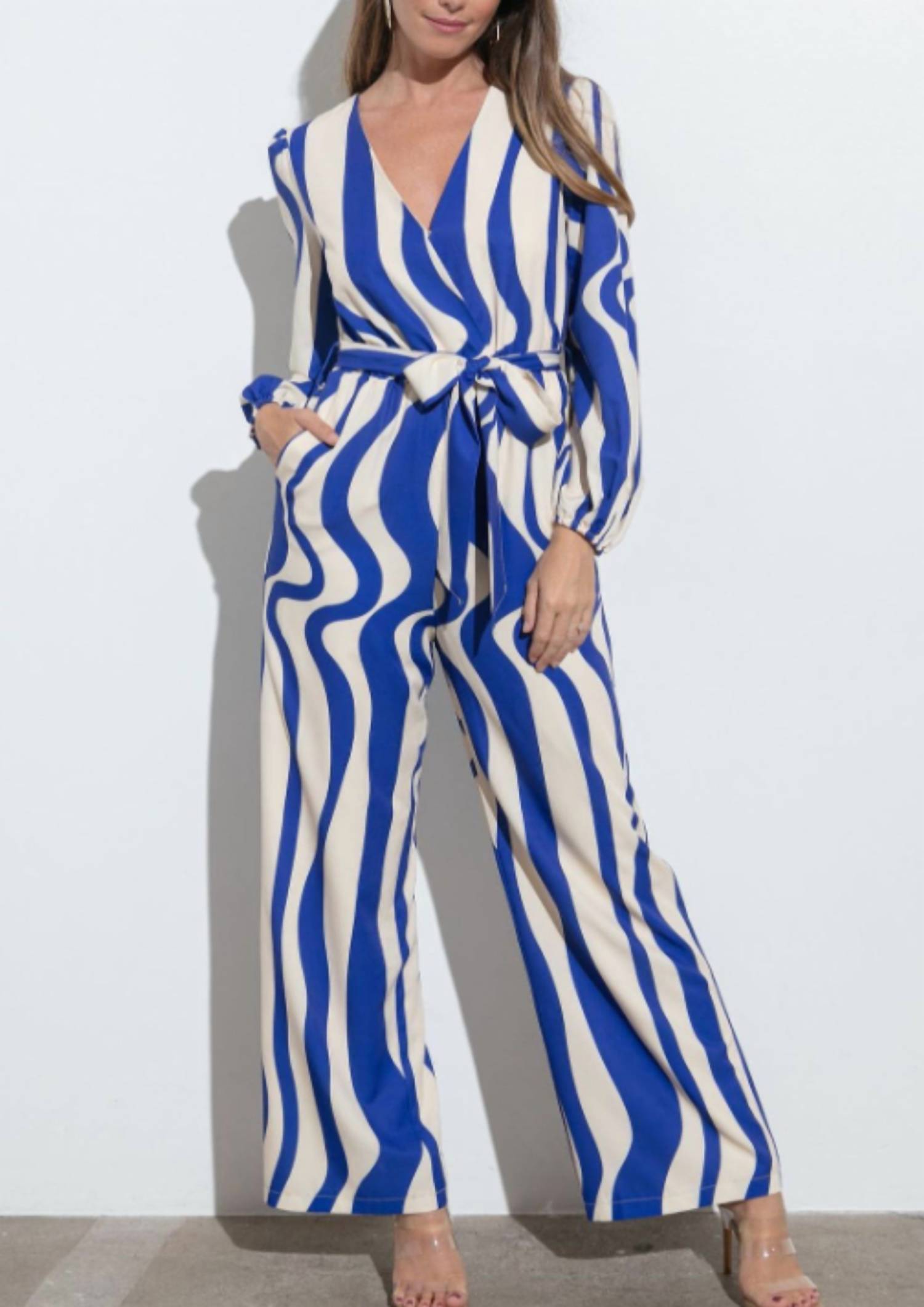 Tea & Cup - Long Sleeve V-neck Jumpsuit
