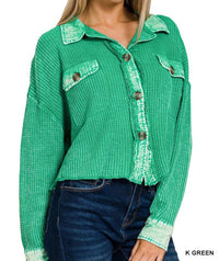 Zenana - Acid Washed Oversized Cropped Shacket