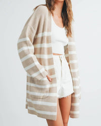 Buttermelon - Knitted Stripe Maxi Cardigan