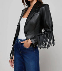 L'Agence - Vashti Fringed Leather Jacket