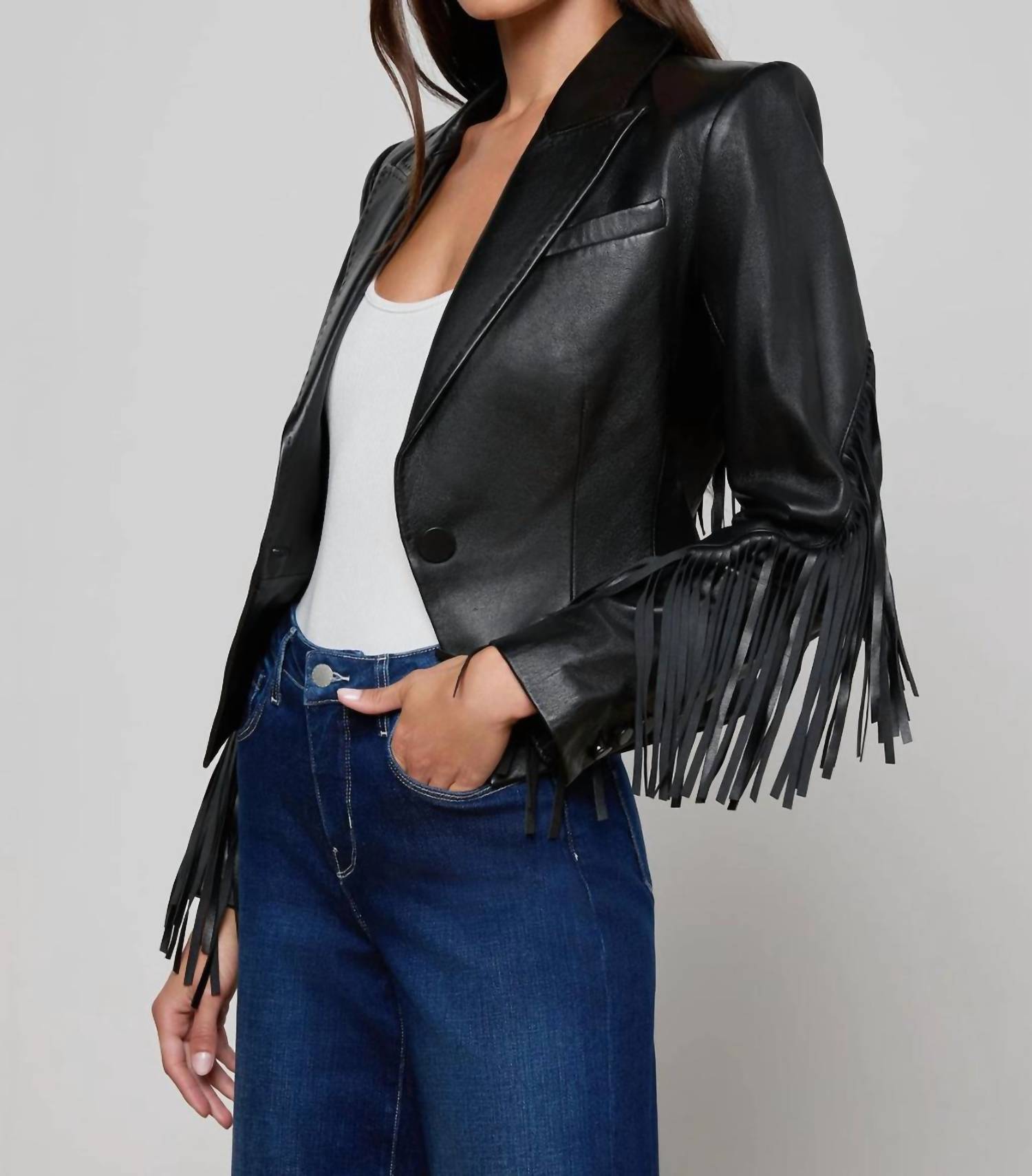 L'Agence - Vashti Fringed Leather Jacket