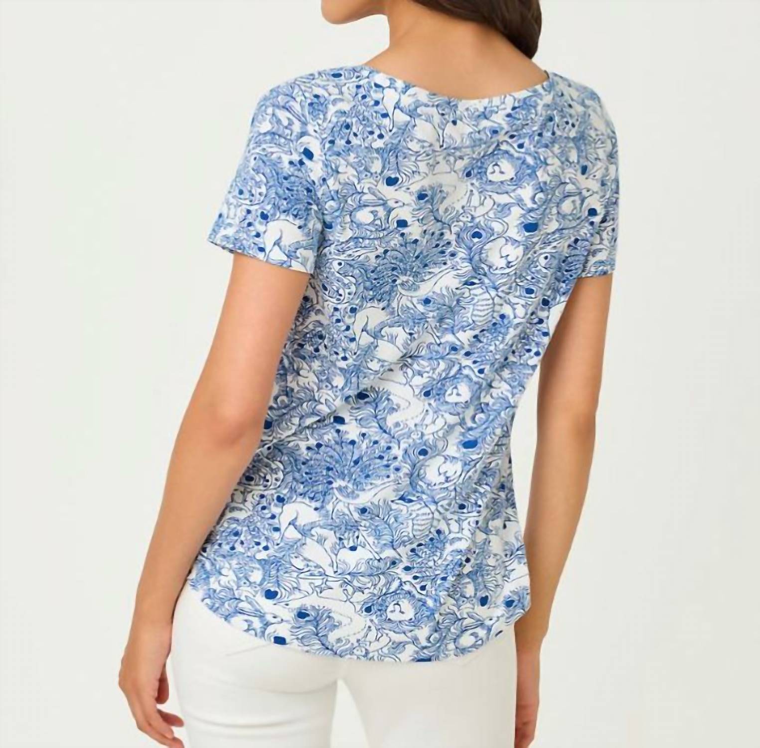 Lilly Pulitzer KEY WEST TOP in starlight navy zoology - women's t-shirt - detail view