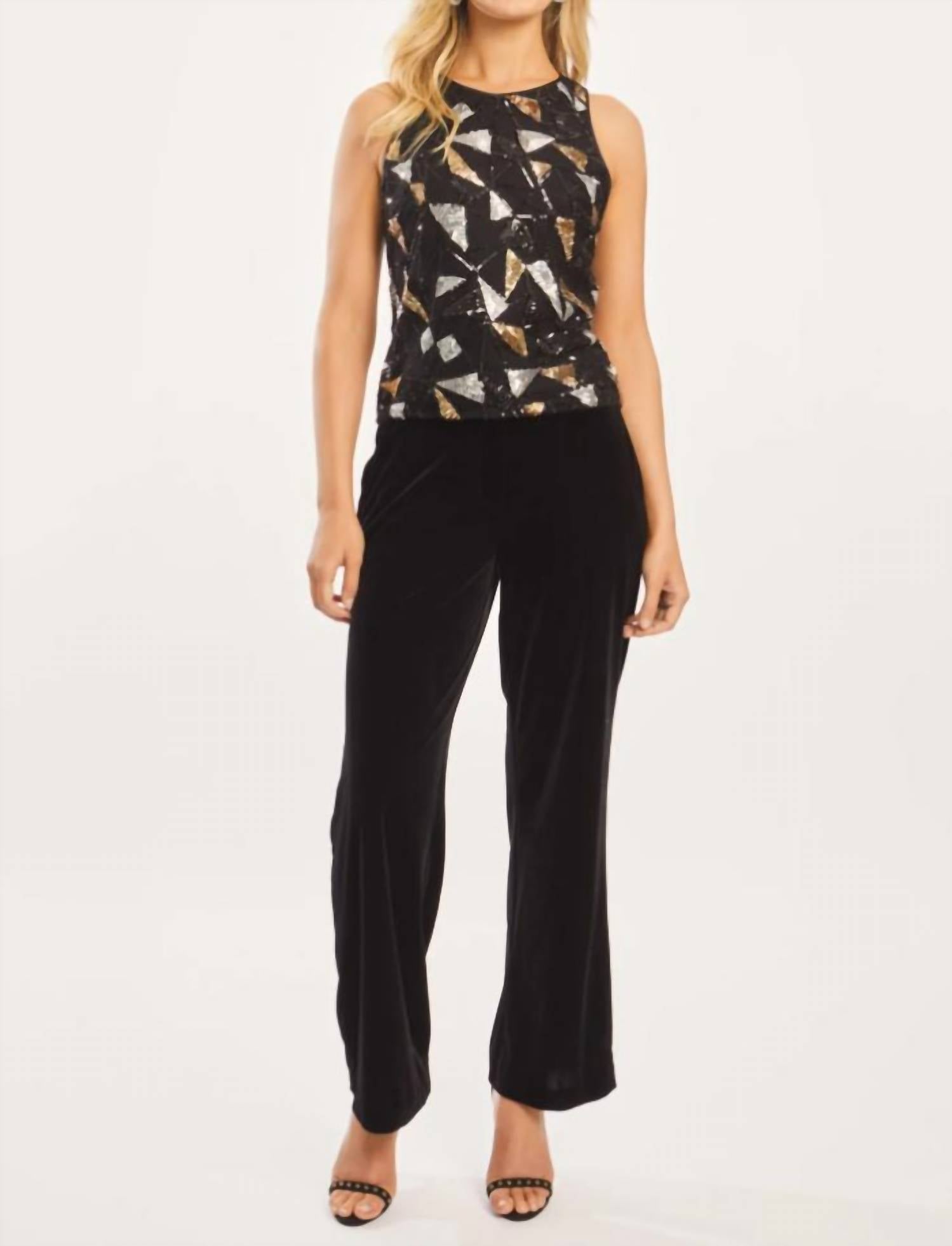Caballero - Felice Precious Metal Geo Sequin Top