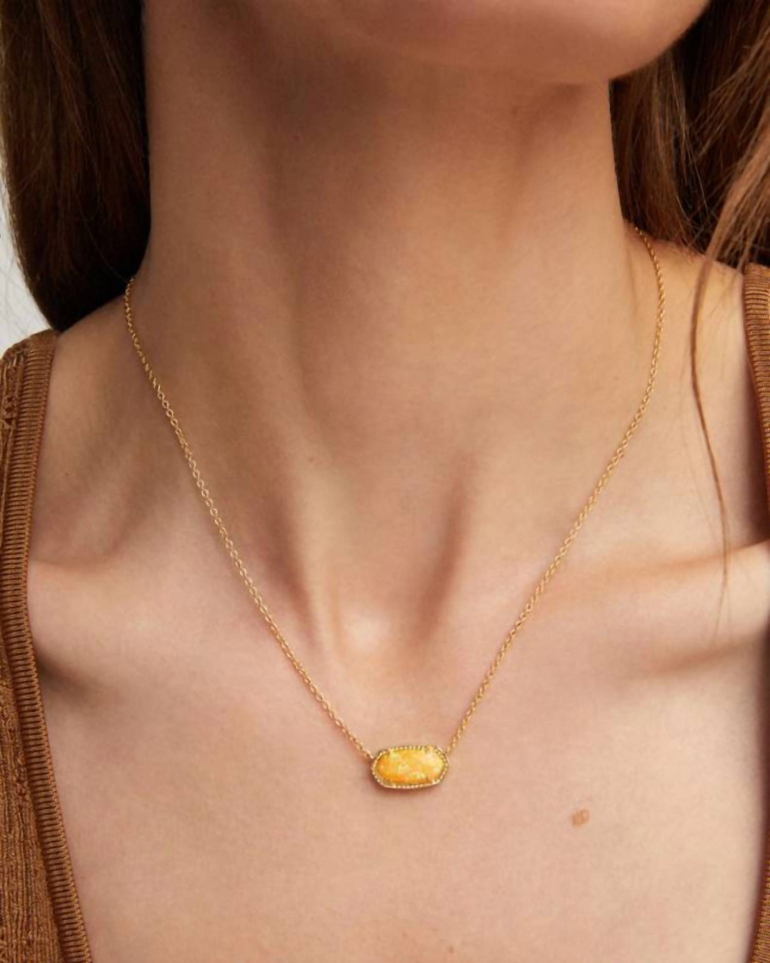 Kendra Scott Women's Elisa Short Pendant Necklace in citrus lab grown opal - women's jewelry - alternate view