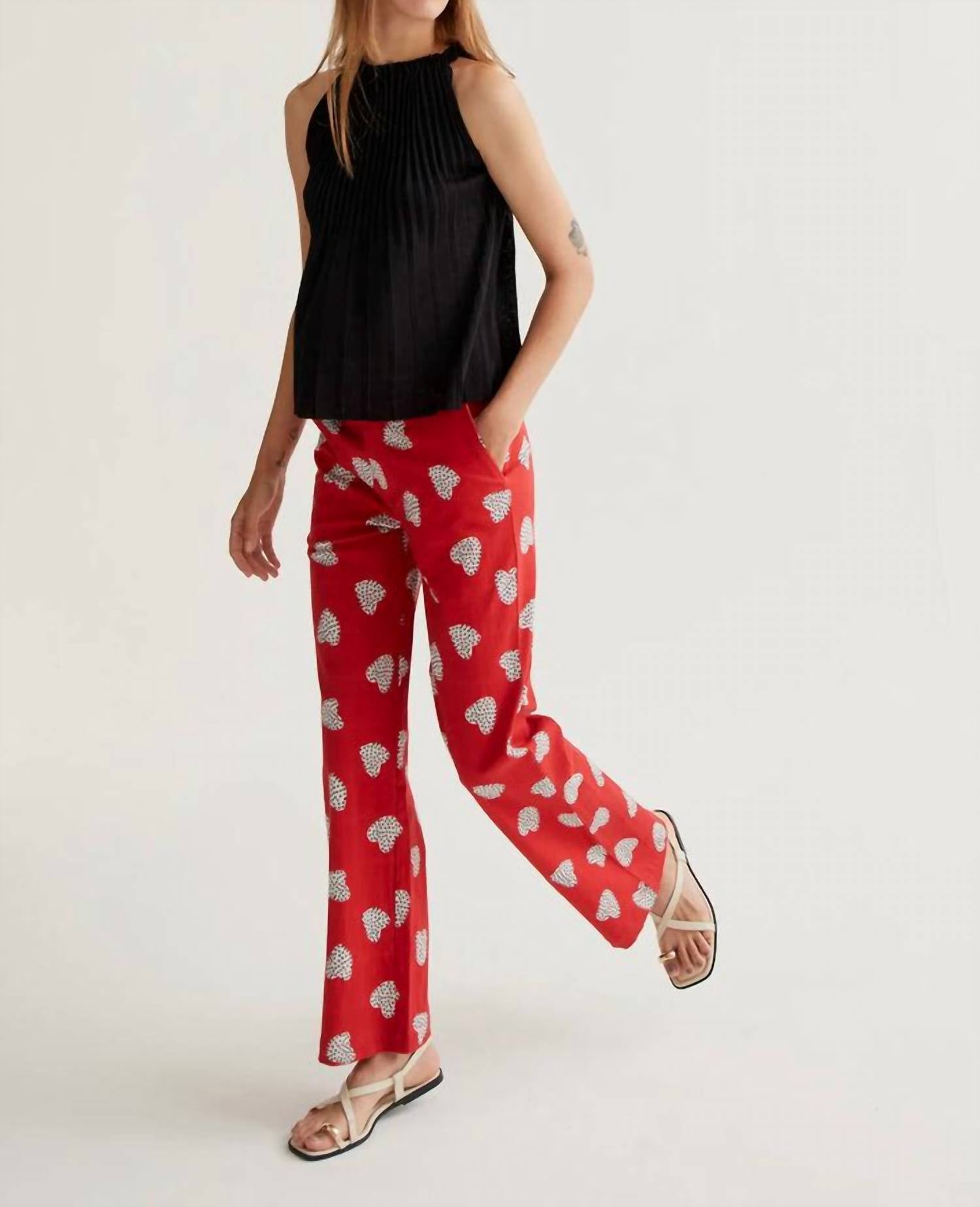 Compania Fantastica Harmony Print Pants in red - women's pants - alternate view