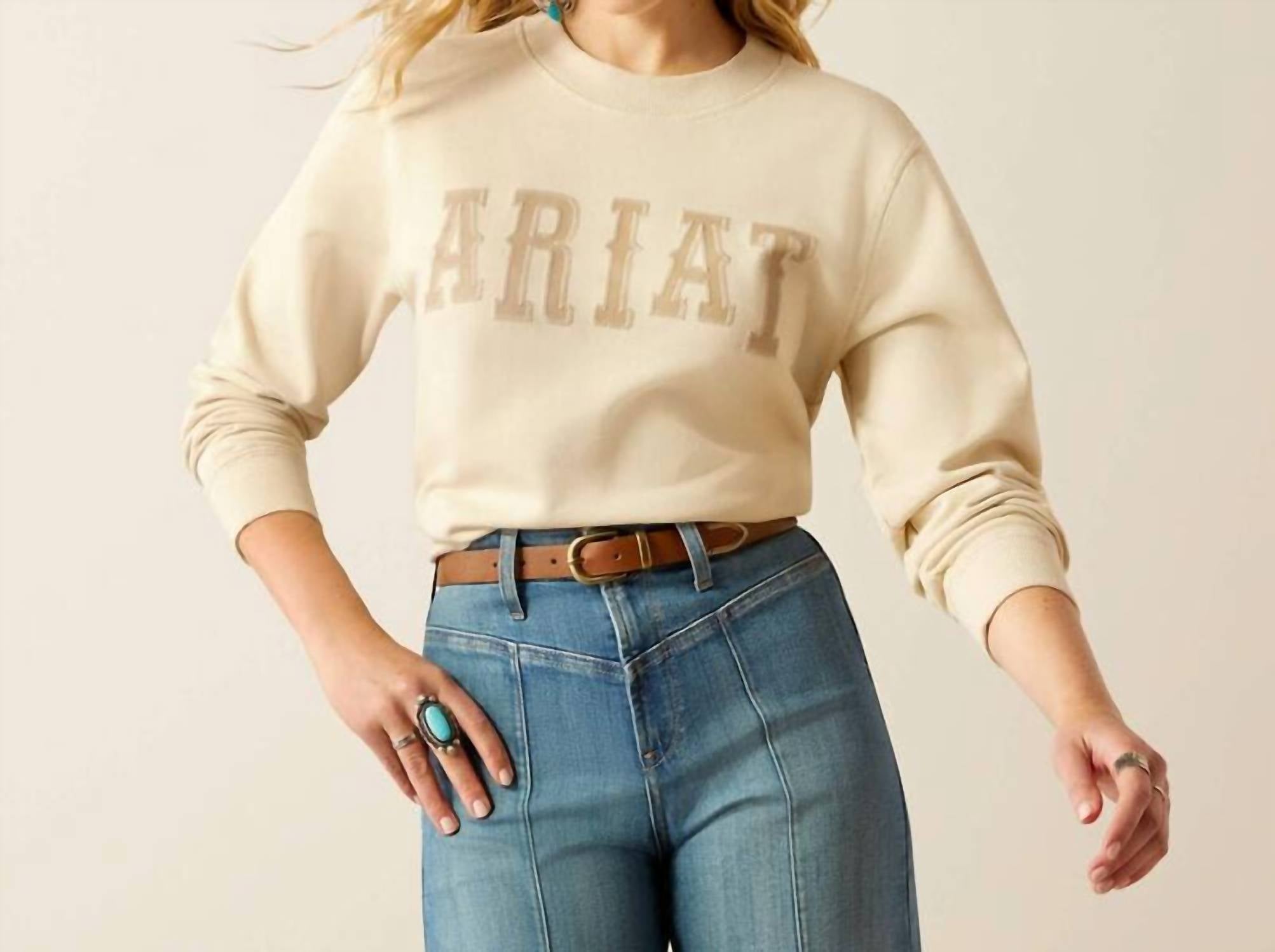 ARIAT Essential Crew Sweatshirt in summer sand - women's top