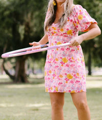 In The Beginning - Flower Power Summer Puff Sleeve Dress