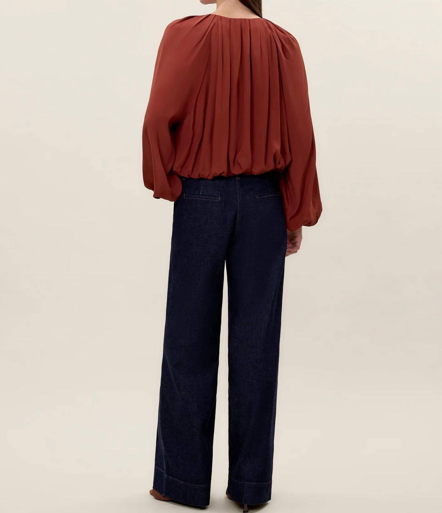 Rebecca Taylor Lillith Bubble Top in aberdeen - women's blouse - detail view