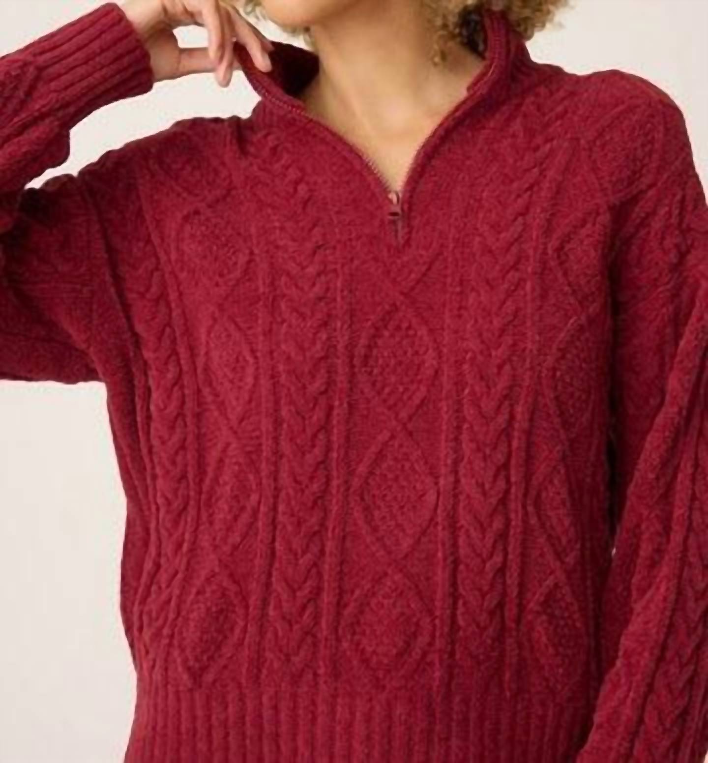 Pj Salvage - Chenille Cozy Cable Quarter Half Zip Top