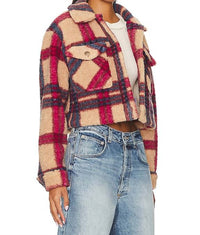 L*SPACE Big Sur Jacket in multicolor plaid - women's jacket - detail view