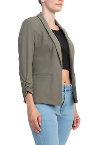 Philosophy - Shawl Collar Knit Crepe Blazer With Belt Pockets