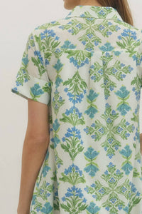 Entro - Creamy Spring Floral Short Sleeve Dress