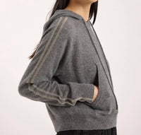 Brodie Cashmere - Bree Beaded Sleeve Cashmere Hoodie