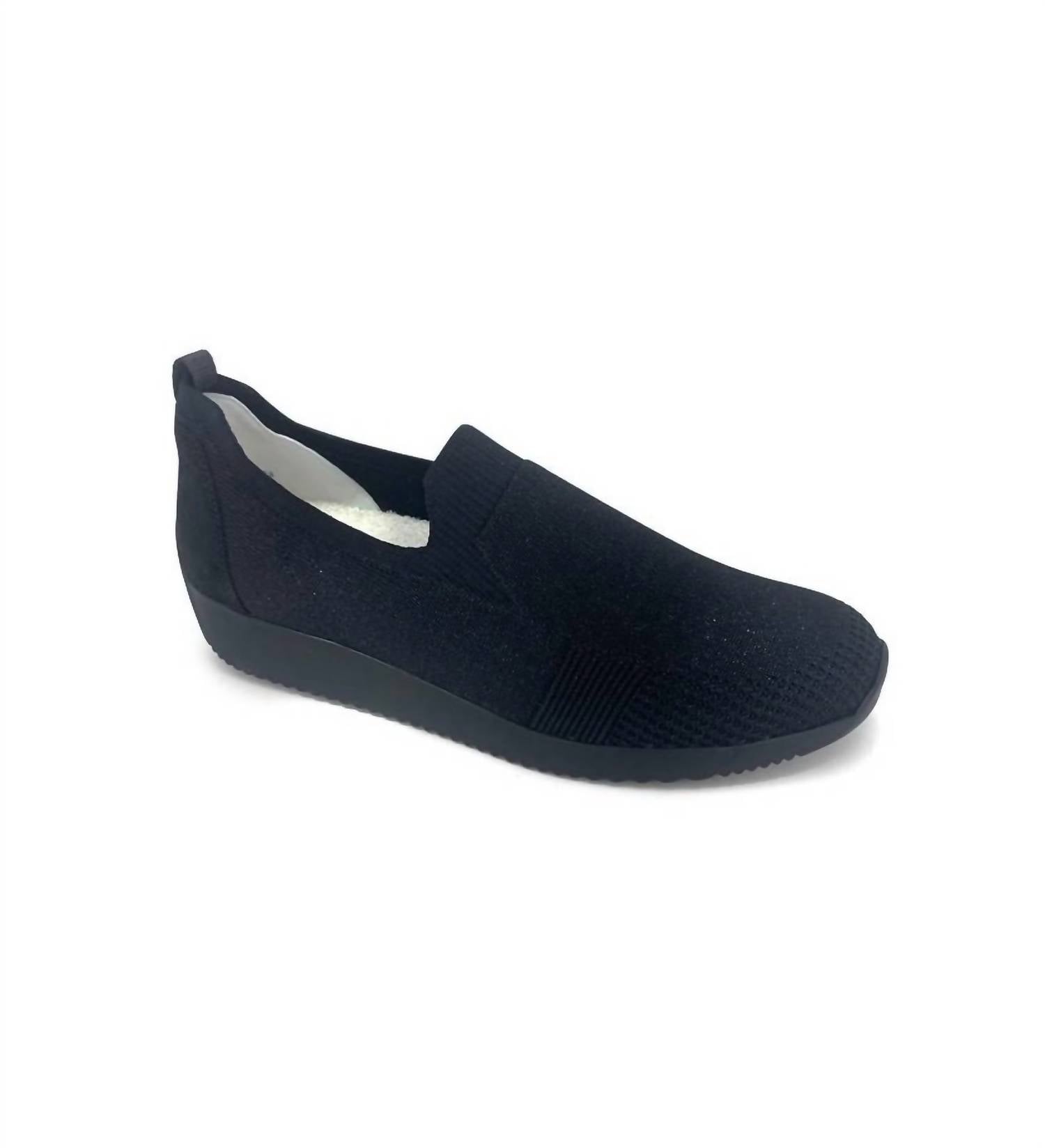 Ara Women's Leena Slip On Sneakers in black wovenstretch - women's sneaker