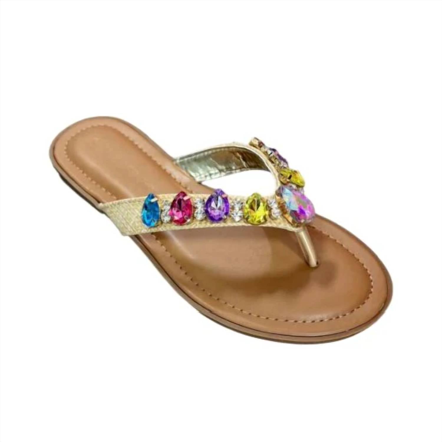 Wild Diva - Women's Rhinestone Crystal Flip Flops